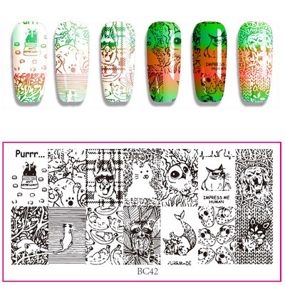 Ștampilarea unghiilor 12*6cm farfurii Seria Floră și Faună Umană Design DIY Șablon de imagine pentru ștampila pentru arta unghiilor