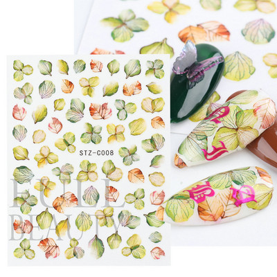 3D-kleebised Nail Art Hortensia kroonleht Lilla Roosad Õied Kleebised Lillelised Lehed Liugurid küüntele Maniküüri tarvikud BESTZ-C001