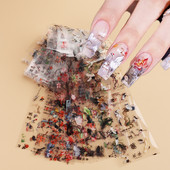 Ζωγραφική με μελάνι Φύλλα μπαμπού κινεζικοί χαρακτήρες Αυτοκόλλητα μεμβράνη νυχιών Αυτοκόλλητα μεταφοράς καρφιών Παιώνια γερανός Lotus αυτοκόλλητα ολισθητήρες LERTY