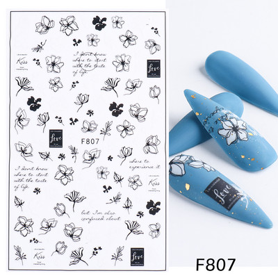 3D-kevadine akvarell küünekleebis Disain lilla lillega lehtede liugur küünekunsti kaunistus Lillelakk Kleebised maniküüri tööriist GLF850
