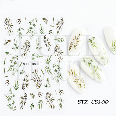 3D-kevadine akvarell küünekleebis Disain lilla lillega lehtede liugur küünekunsti kaunistus Lillelakk Kleebised maniküüri tööriist GLF850