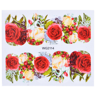 1 τεμ. Αυτοκόλλητα για νύχια Τριαντάφυλλα λουλούδια Σχέδια συρόμενα Διακοσμητικά νυχιών Μανικιούρ Νερό Αυτοκόλλητα Πολωνικά Φύλλα μεταφοράς Συμβουλή TRWG-1