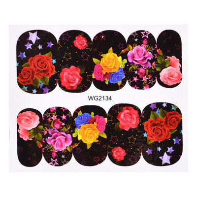 1 τεμ. Αυτοκόλλητα για νύχια Τριαντάφυλλα λουλούδια Σχέδια συρόμενα Διακοσμητικά νυχιών Μανικιούρ Νερό Αυτοκόλλητα Πολωνικά Φύλλα μεταφοράς Συμβουλή TRWG-1