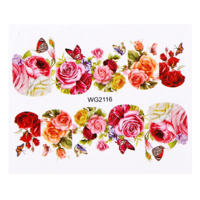 1 τεμ. Αυτοκόλλητα για νύχια Τριαντάφυλλα λουλούδια Σχέδια συρόμενα Διακοσμητικά νυχιών Μανικιούρ Νερό Αυτοκόλλητα Πολωνικά Φύλλα μεταφοράς Συμβουλή TRWG-1