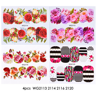 1 τεμ. Αυτοκόλλητα για νύχια Τριαντάφυλλα λουλούδια Σχέδια συρόμενα Διακοσμητικά νυχιών Μανικιούρ Νερό Αυτοκόλλητα Πολωνικά Φύλλα μεταφοράς Συμβουλή TRWG-1