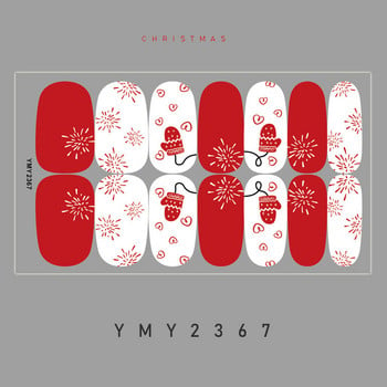 New Arrival Festival Nail Stickers Winter Snowflake Gloves Nails Art Decal 14 Tips Christmas Full Cover Paste Αξεσουάρ μακιγιάζ