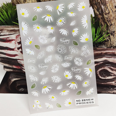 Νέο τρισδιάστατο αυτοκόλλητο νυχιών Λευκό γράμμα Flower Line Vine Tough Design Αυτοκόλλητο μανικιούρ Κόλλα Αυτοκόλλητα Μεταφορικά Sliders Διακοσμητικά νυχιών