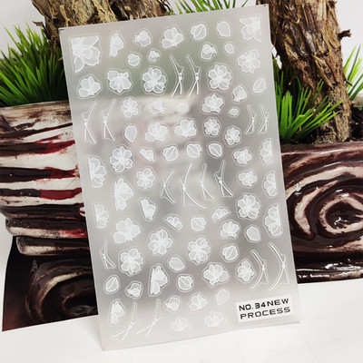 Νέο τρισδιάστατο αυτοκόλλητο νυχιών Λευκό γράμμα Flower Line Vine Tough Design Αυτοκόλλητο μανικιούρ Κόλλα Αυτοκόλλητα Μεταφορικά Sliders Διακοσμητικά νυχιών