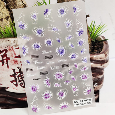 Νέο τρισδιάστατο αυτοκόλλητο νυχιών Λευκό γράμμα Flower Line Vine Tough Design Αυτοκόλλητο μανικιούρ Κόλλα Αυτοκόλλητα Μεταφορικά Sliders Διακοσμητικά νυχιών