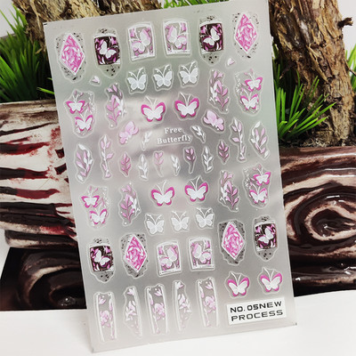 Νέο τρισδιάστατο αυτοκόλλητο νυχιών Λευκό γράμμα Flower Line Vine Tough Design Αυτοκόλλητο μανικιούρ Κόλλα Αυτοκόλλητα Μεταφορικά Sliders Διακοσμητικά νυχιών