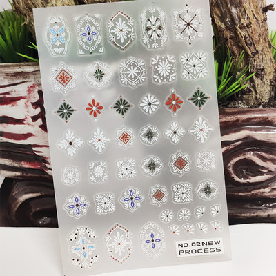 Νέο τρισδιάστατο αυτοκόλλητο νυχιών Λευκό γράμμα Flower Line Vine Tough Design Αυτοκόλλητο μανικιούρ Κόλλα Αυτοκόλλητα Μεταφορικά Sliders Διακοσμητικά νυχιών