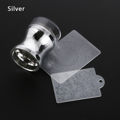 1 db szilikon tükrös körömbélyegző átlátszó fejű manikűr lehúzó lakk nyomtatási transzfer sablon kupakkal DIY körömbélyegző lemez