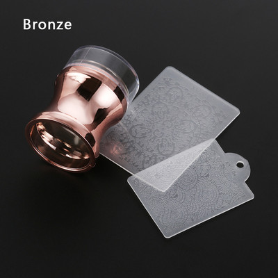 1 db szilikon tükrös körömbélyegző átlátszó fejű manikűr lehúzó lakk nyomtatási transzfer sablon kupakkal DIY körömbélyegző lemez