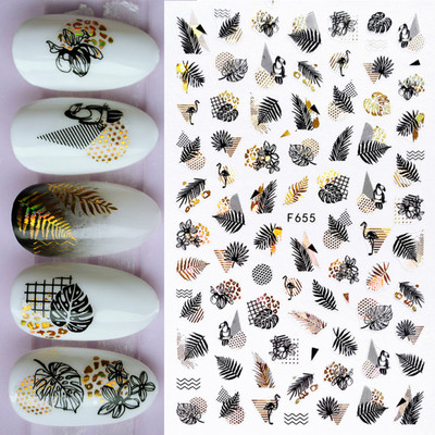Αυτοκόλλητο νυχιών σε 5D λευκό ανάγλυφο λουλούδι, Χειμερινή χαραγμένη κόλλα σε γραμμή πεταλούδας, ολισθαίνοντα διακοσμητικό για μανικιούρ Decal NFSTZ-5D037