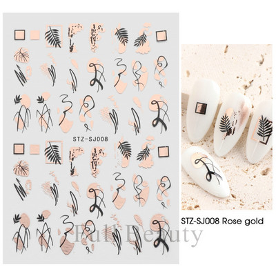 Αυτοκόλλητο νυχιών σε 5D λευκό ανάγλυφο λουλούδι, Χειμερινή χαραγμένη κόλλα σε γραμμή πεταλούδας, ολισθαίνοντα διακοσμητικό για μανικιούρ Decal NFSTZ-5D037