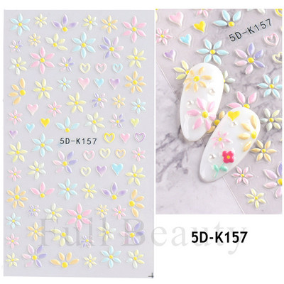 Αυτοκόλλητο νυχιών σε 5D λευκό ανάγλυφο λουλούδι, Χειμερινή χαραγμένη κόλλα σε γραμμή πεταλούδας, ολισθαίνοντα διακοσμητικό για μανικιούρ Decal NFSTZ-5D037