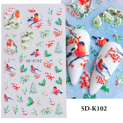 Αυτοκόλλητο νυχιών σε 5D λευκό ανάγλυφο λουλούδι, Χειμερινή χαραγμένη κόλλα σε γραμμή πεταλούδας, ολισθαίνοντα διακοσμητικό για μανικιούρ Decal NFSTZ-5D037