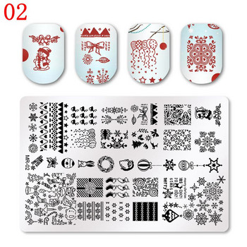 Плочи за щамповане на модел за красота Nail Art DIY Polish Print Шаблон за нокти Коледен модел Отпечатан стоманен квадратен шаблон