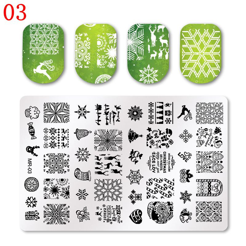 Model de frumusețe Plăci de ștanțare Nail Art DIY Polish Printing Șablon de unghii Model de Crăciun Șablon pătrat din oțel imprimat