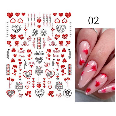 3D holografsko srce, slovo, naljepnica za nokte, cvijet, zvijezda, romantična naljepnica za Valentinovo, dodaci za nokte, naljepnice, pribor za nokte