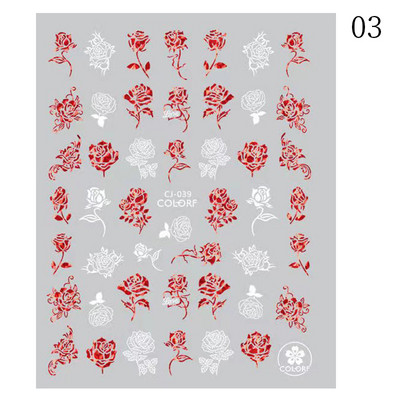 3D holografsko srce, slovo, naljepnica za nokte, cvijet, zvijezda, romantična naljepnica za Valentinovo, dodaci za nokte, naljepnice, pribor za nokte