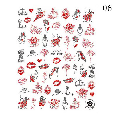 3D holografsko srce, slovo, naljepnica za nokte, cvijet, zvijezda, romantična naljepnica za Valentinovo, dodaci za nokte, naljepnice, pribor za nokte