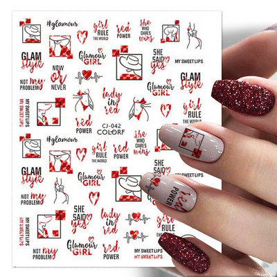 3D holografsko srce, slovo, naljepnica za nokte, cvijet, zvijezda, romantična naljepnica za Valentinovo, dodaci za nokte, naljepnice, pribor za nokte