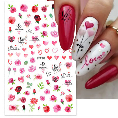 3D holografsko srce, slovo, naljepnica za nokte, cvijet, zvijezda, romantična naljepnica za Valentinovo, dodaci za nokte, naljepnice, pribor za nokte