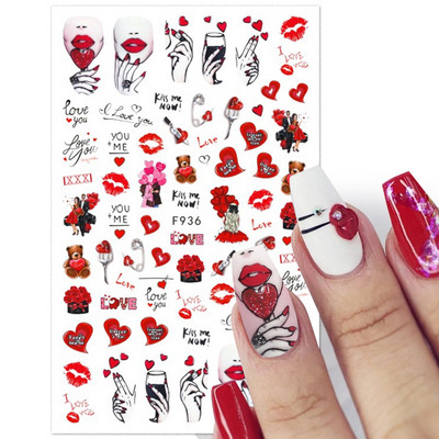 3D holografsko srce, slovo, naljepnica za nokte, cvijet, zvijezda, romantična naljepnica za Valentinovo, dodaci za nokte, naljepnice, pribor za nokte