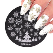 Moda din oțel inoxidabil frumusețe fulg de zăpadă floare elan ștampila șablon plăci de ștanțare șablon rotund pentru arta unghiilor de Crăciun