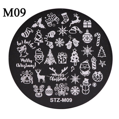 Moda din oțel inoxidabil frumusețe fulg de zăpadă floare elan ștampila șablon plăci de ștanțare șablon rotund pentru arta unghiilor de Crăciun