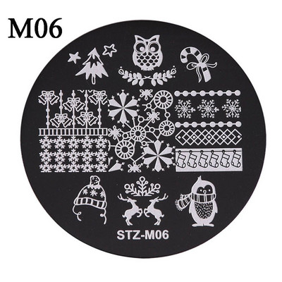 Moda din oțel inoxidabil frumusețe fulg de zăpadă floare elan ștampila șablon plăci de ștanțare șablon rotund pentru arta unghiilor de Crăciun