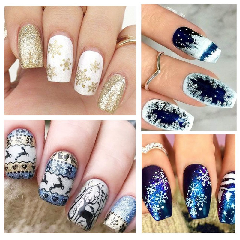 Moda din oțel inoxidabil frumusețe fulg de zăpadă floare elan ștampila șablon plăci de ștanțare șablon rotund pentru arta unghiilor de Crăciun