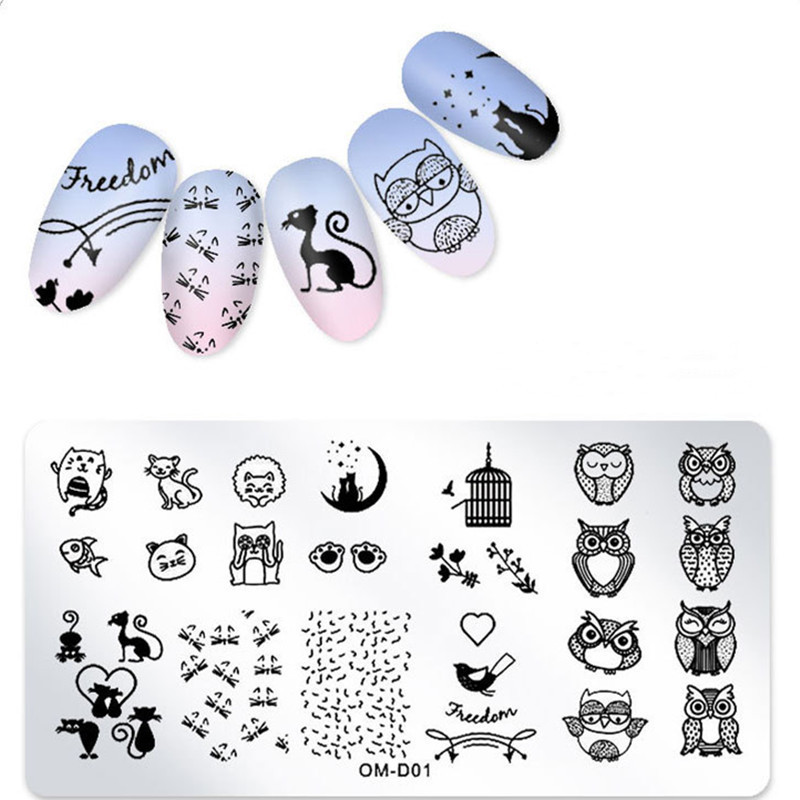 Modni novi 12*6cm Nail Art Predlošci Dizajn ploča za utiskivanje Cvijet Životinje Staklo Temperatura Čipka Predlošci za pečate Slika ploča
