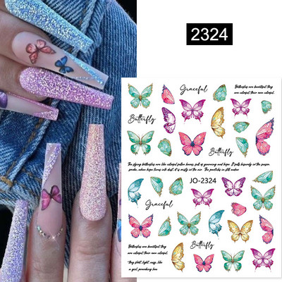 Zöld levél 3D köröm matrica holografikus arany ezüst virágok öntapadó matrica körömdíszítés vízcsúszkák