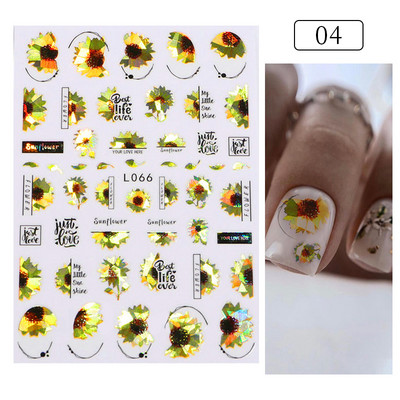 Zöld levél 3D köröm matrica holografikus arany ezüst virágok öntapadó matrica körömdíszítés vízcsúszkák