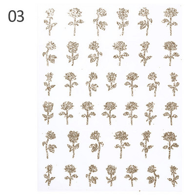 Zöld levél 3D köröm matrica holografikus arany ezüst virágok öntapadó matrica körömdíszítés vízcsúszkák