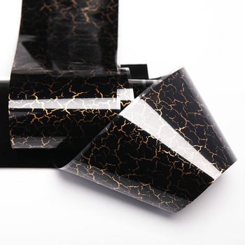 1 κουτί Glitter Marble Series Nail Transfer Foil Αυτοκόλλητα Χρυσό λευκό και μαύρο φωτεινό συρόμενο για νύχια DIY Διακόσμηση Μανικιούρ