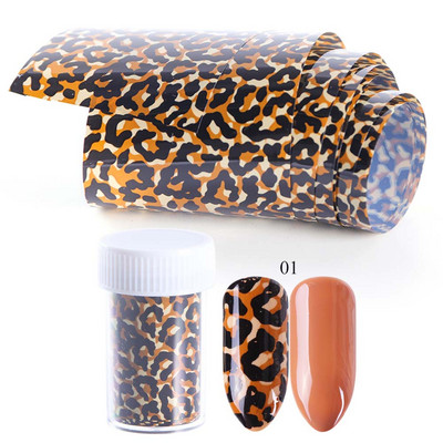 1 Rull Leopard Print Nail Foil Transfer Liugur Kleebis Loomade Starry Adhesive Nail Wrap kleebis 3D Decoration Tips Maniküür CH730