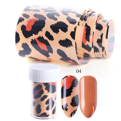 1 Rull Leopard Print Nail Foil Transfer Liugur Kleebis Loomade Starry Adhesive Nail Wrap kleebis 3D Decoration Tips Maniküür CH730
