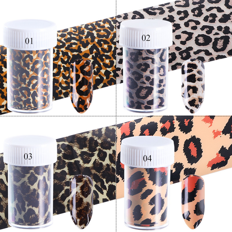 1 Rull Leopard Print Nail Foil Transfer Liugur Kleebis Loomade Starry Adhesive Nail Wrap kleebis 3D Decoration Tips Maniküür CH730