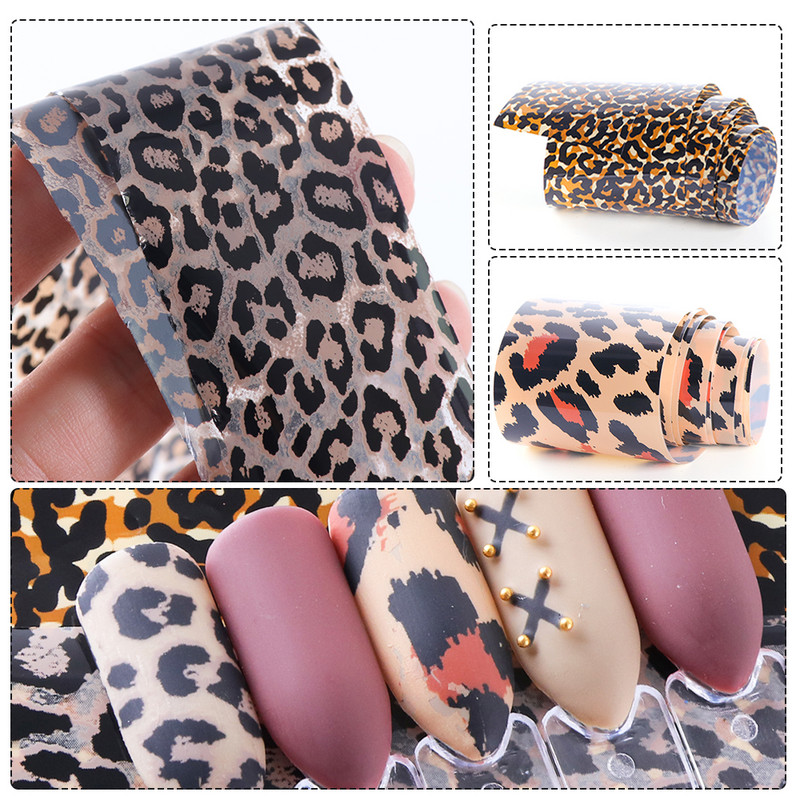 1 Rull Leopard Print Nail Foil Transfer Liugur Kleebis Loomade Starry Adhesive Nail Wrap kleebis 3D Decoration Tips Maniküür CH730