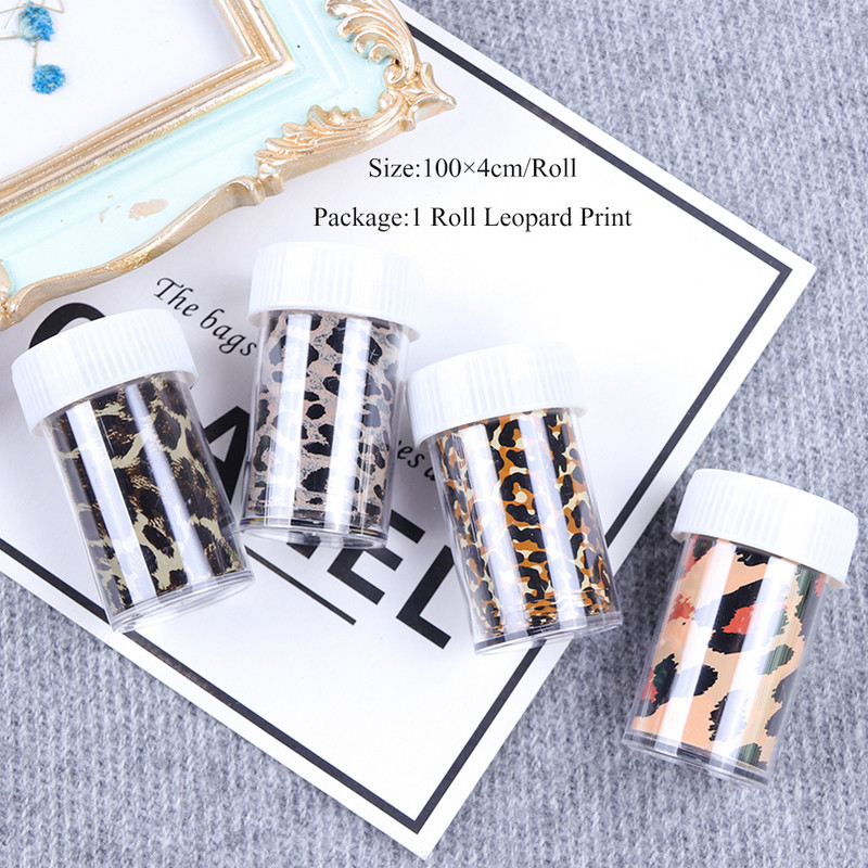 1 Rull Leopard Print Nail Foil Transfer Liugur Kleebis Loomade Starry Adhesive Nail Wrap kleebis 3D Decoration Tips Maniküür CH730