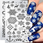 Placă de ștanțare pentru unghii de Crăciun Șablon de artă pentru unghii cu fulgi de nea de Crăciun Șabloane pentru imprimarea unghiilor Șabloane pentru ștampile de unghii de Crăciun Instrumente