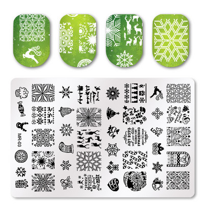 Placă de ștanțare pentru unghii de Crăciun Șablon de artă pentru unghii cu fulgi de nea de Crăciun Șabloane pentru imprimarea unghiilor Șabloane pentru ștampile de unghii de Crăciun Instrumente