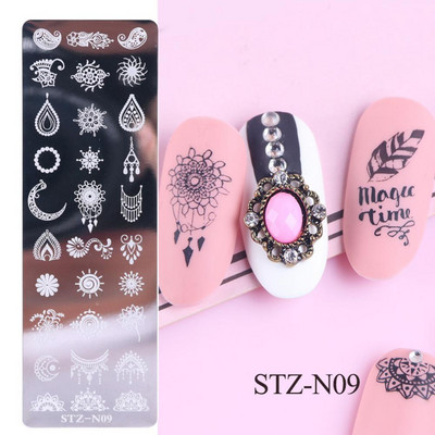 12*4cm Șabloane Nail Art Placă de ștanțare Design Floare Animal Sticlă Temperatură Dantela Șabloane de ștampilă Placi Imagine