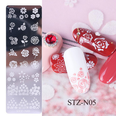 12*4cm Șabloane Nail Art Placă de ștanțare Design Floare Animal Sticlă Temperatură Dantela Șabloane de ștampilă Placi Imagine