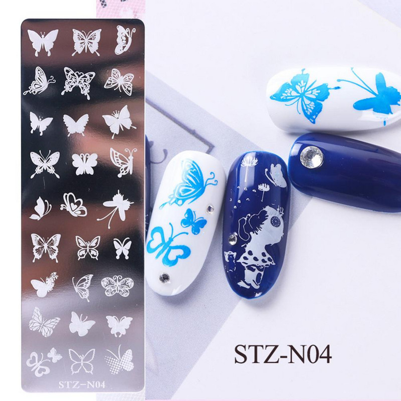 12*4cm Șabloane Nail Art Placă de ștanțare Design Floare Animal Sticlă Temperatură Dantela Șabloane de ștampilă Placi Imagine