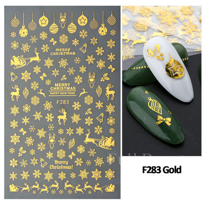 Jõulud lumehelveste küünekleebised valge lumelille põdra küünte kunsti kleebised talvine 3D geelküünte liugur kaunistused maniküür LAF282