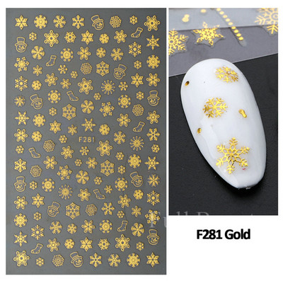 Jõulud lumehelveste küünekleebised valge lumelille põdra küünte kunsti kleebised talvine 3D geelküünte liugur kaunistused maniküür LAF282